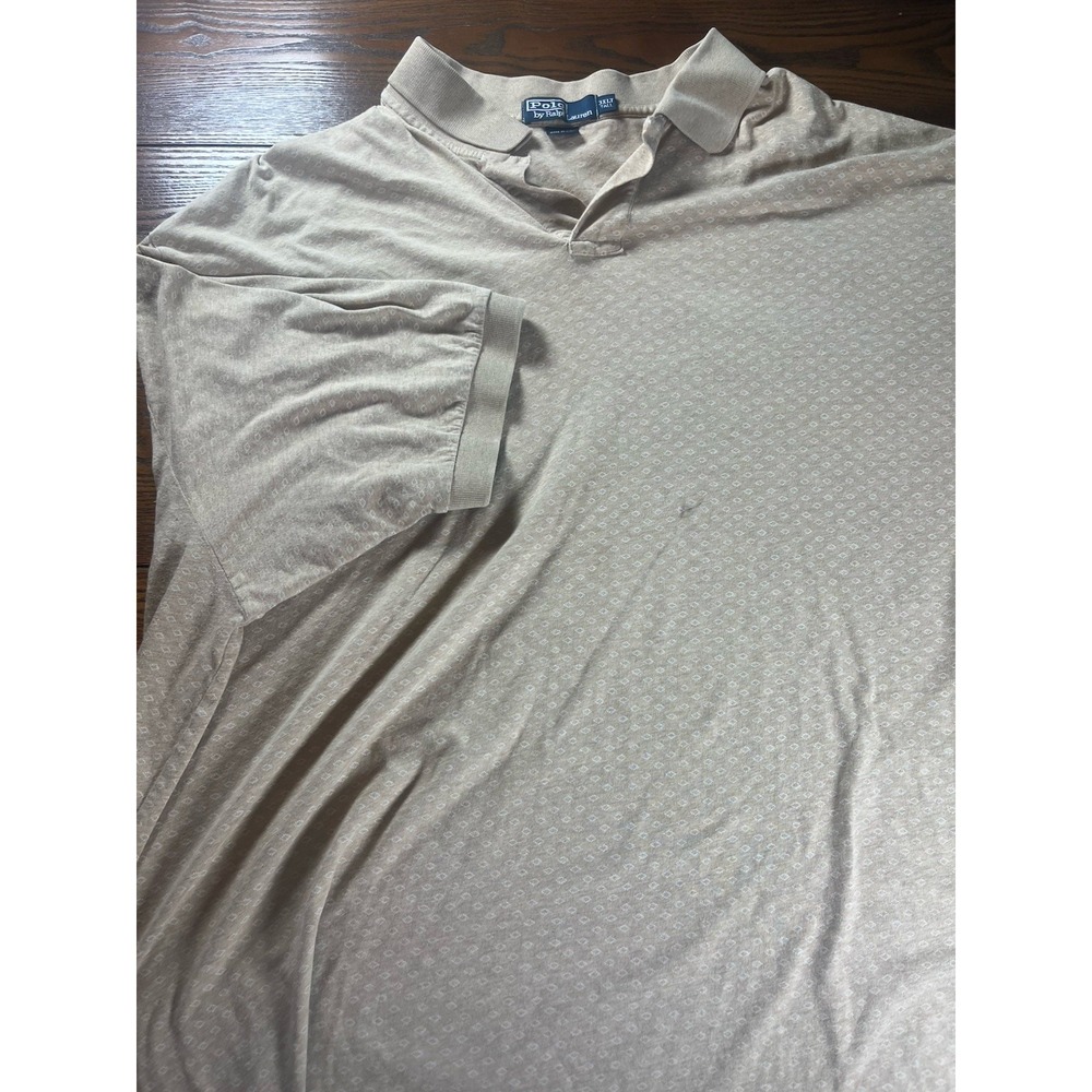 Polo Ralph Lauren Polo Shirt Mens 3XLT Brown Cotton Geometric Buttonless VNeck
